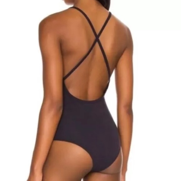 Agolde Dhalia Scoop Cross Back Cami Bodysuit /shadow Women's Size XL - Picture 2 of 6